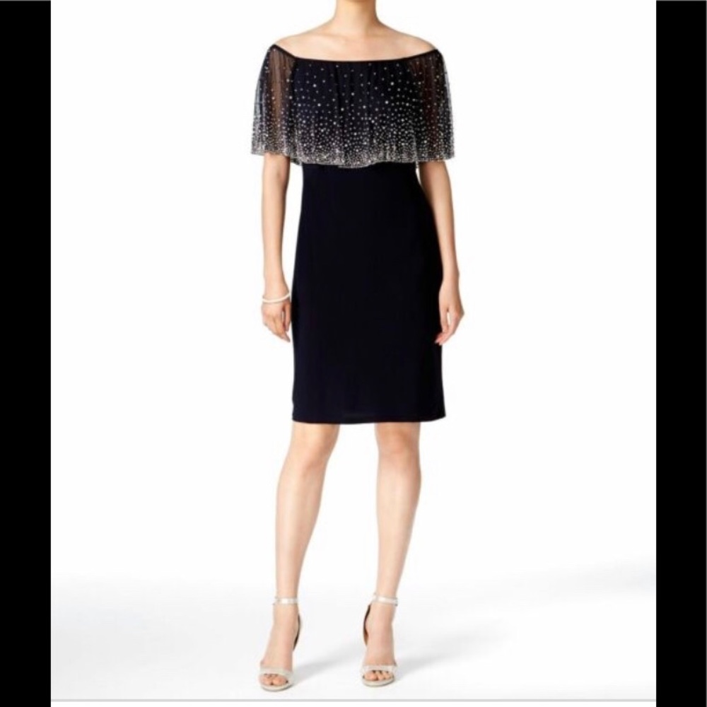 MSK Embellished Off Shoulder Shift Dress